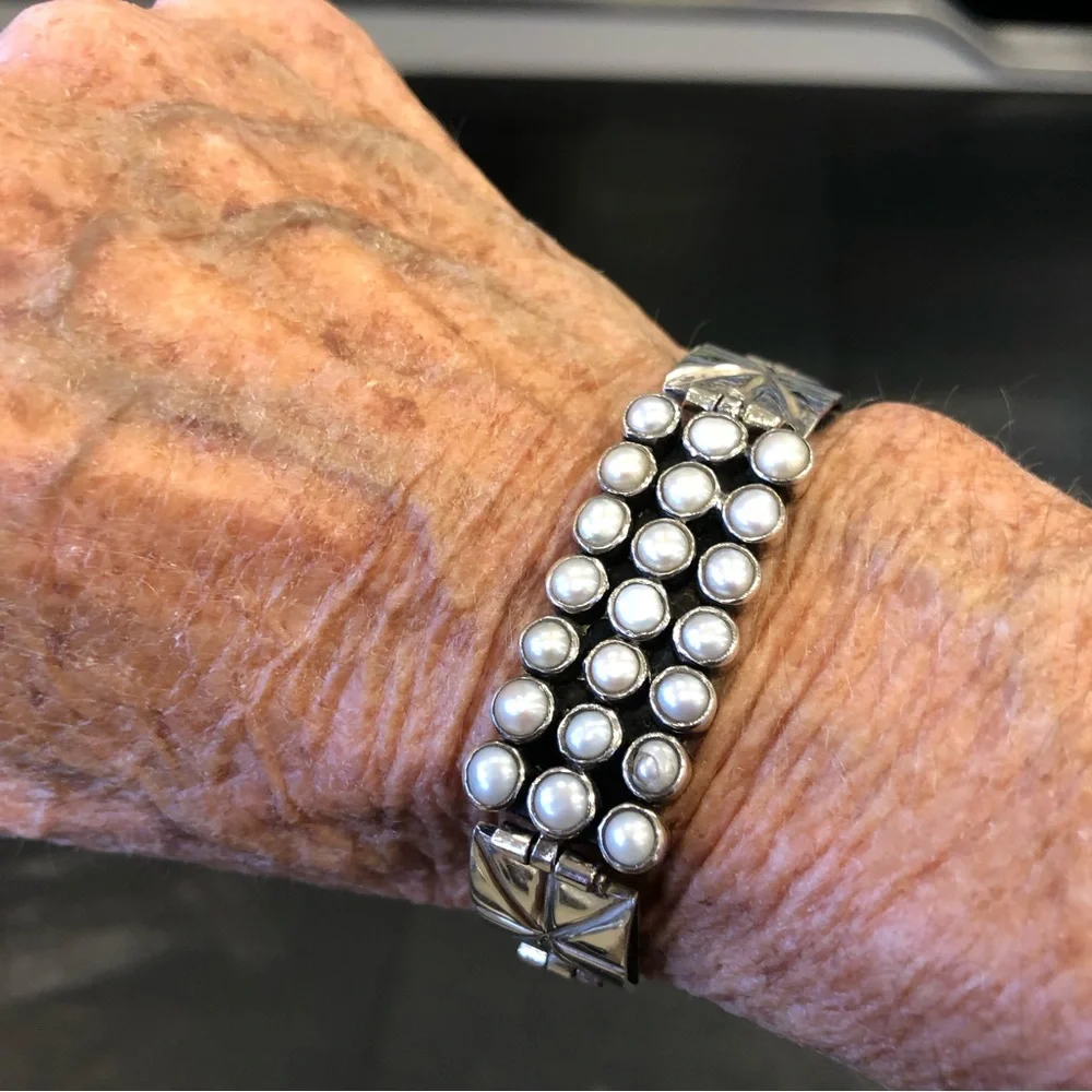 Vintage Pearl & 925 Silver Bracelet
